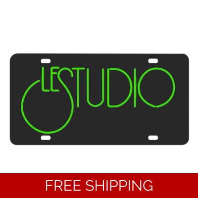 Le Studio License Plates Lime Green Logo